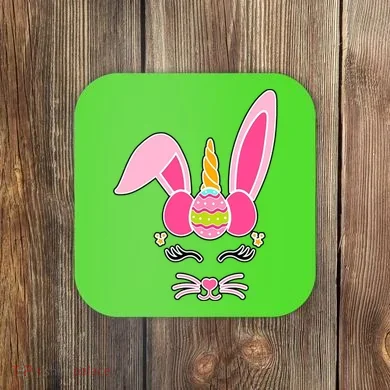 Hipster Bunnycorn Easter Bunny Unicorn Coaster