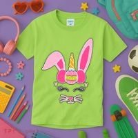Hipster Bunnycorn Easter Bunny Unicorn Kids T-Shirt thumb 3
