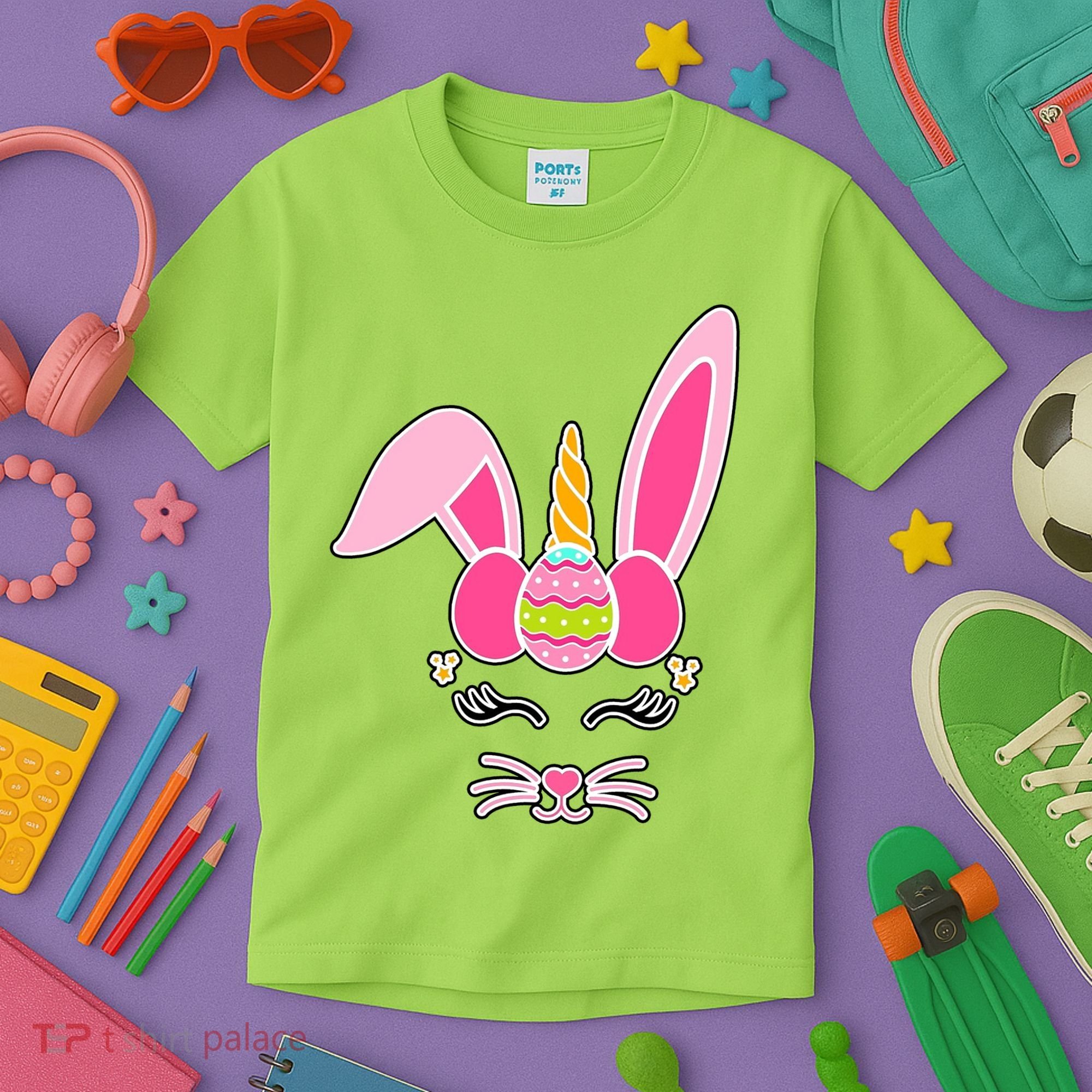 Hipster Bunnycorn Easter Bunny Unicorn Kids T-Shirt