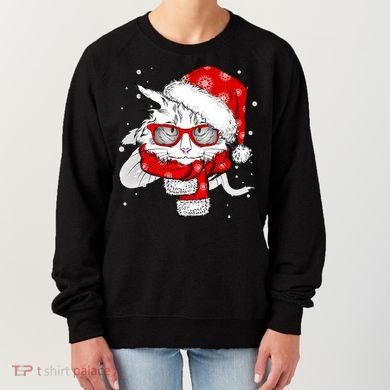 Hipster Christmas Cat Women's Sweatshirt