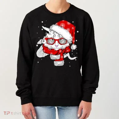 Hipster Christmas Cat Women's Sweatshirt