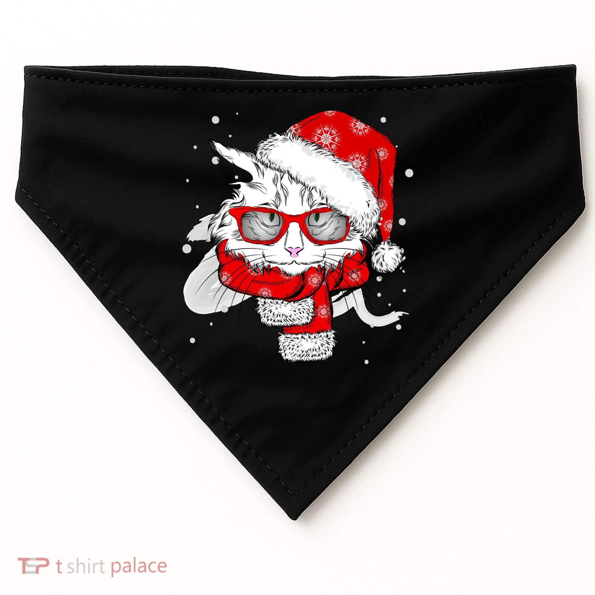 Hipster Christmas Cat USA-Made Doggie Bandana