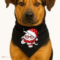 Hipster Christmas Cat USA-Made Doggie Bandana thumb 1