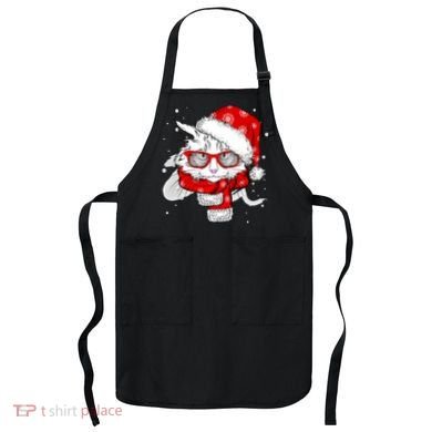 Hipster Christmas Cat Apron
