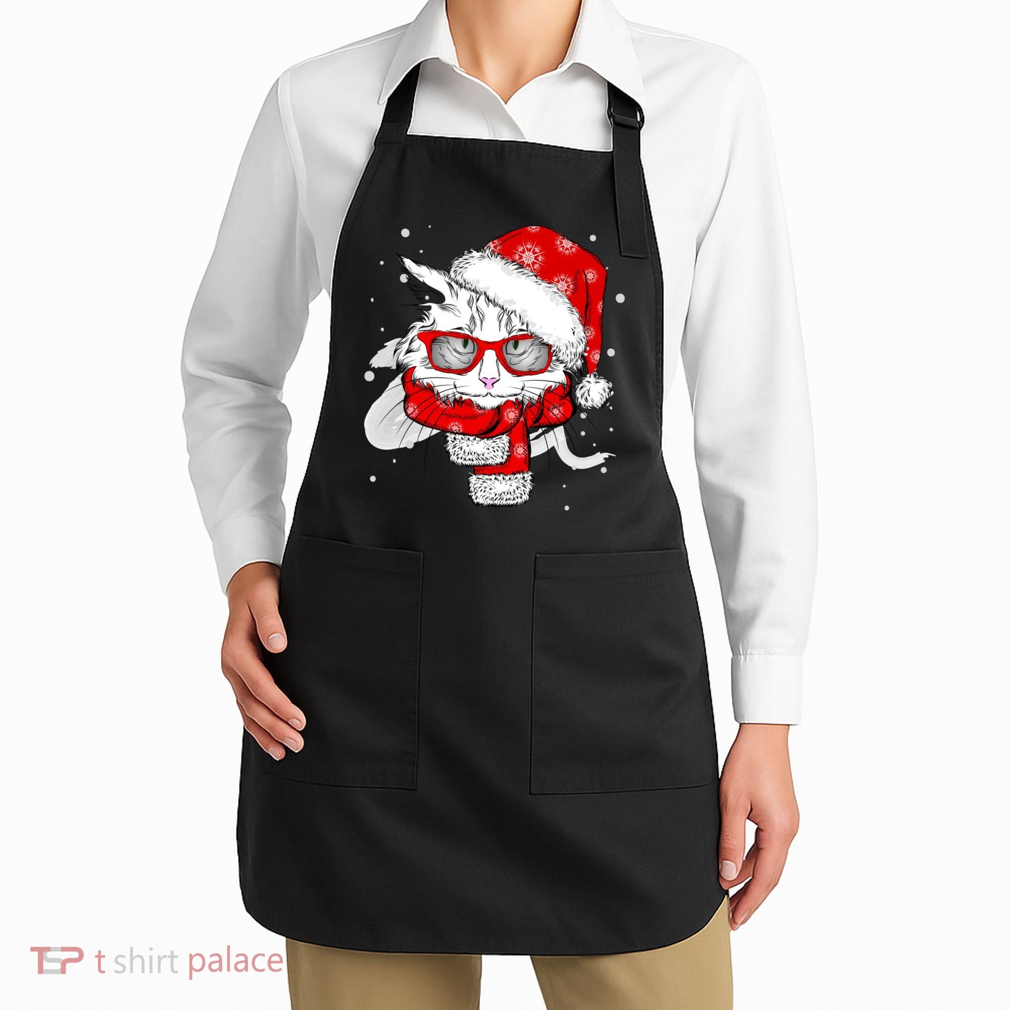 Hipster Christmas Cat Apron
