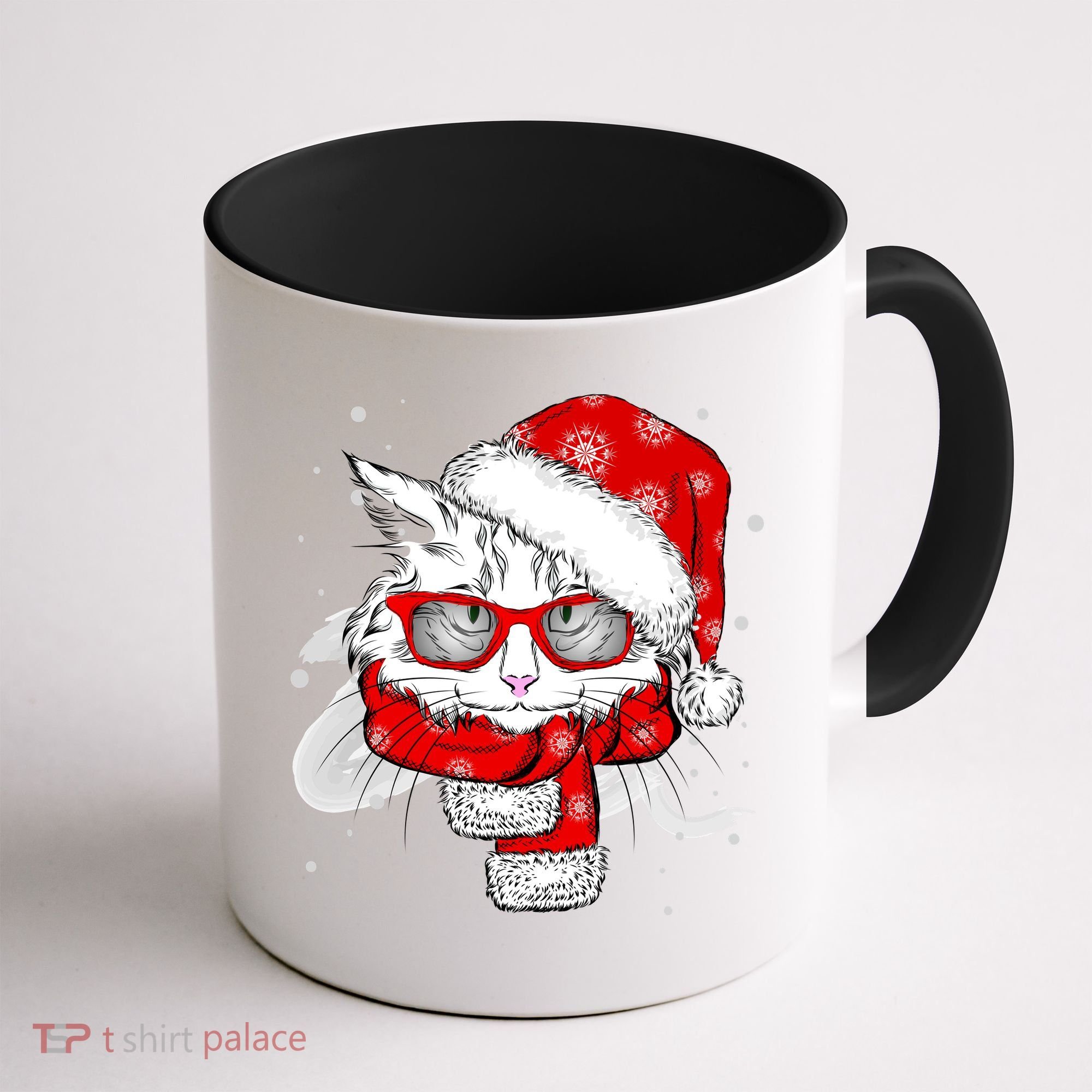 Hipster Christmas Cat Coffee Mug