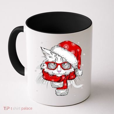 Hipster Christmas Cat Coffee Mug
