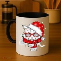 Hipster Christmas Cat Coffee Mug thumb 4