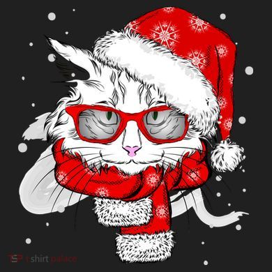 Hipster Christmas Cat Beanie