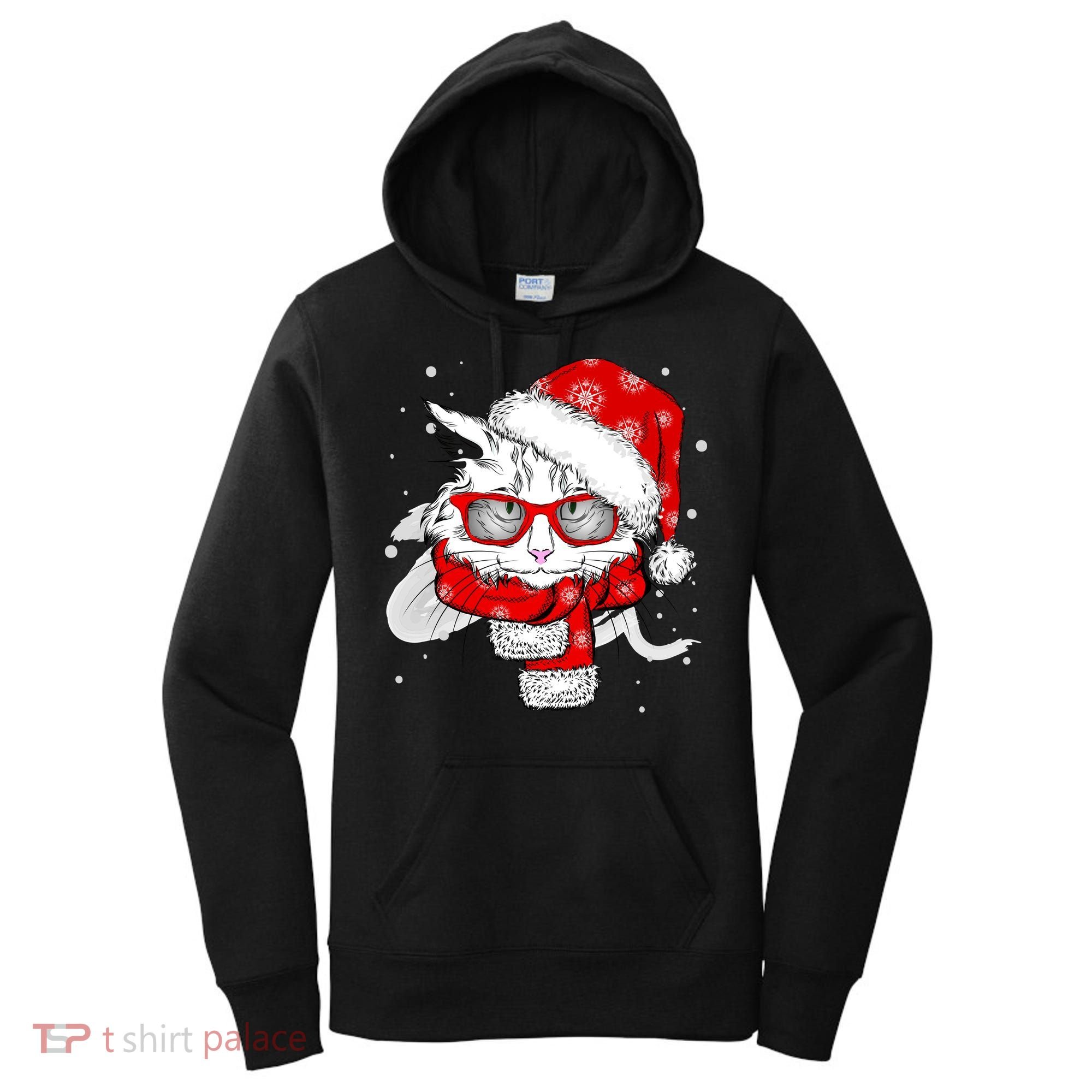 Hipster Christmas Cat Women's Hoodie