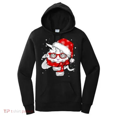 Hipster Christmas Cat Women's Hoodie