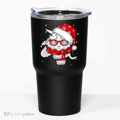 Hipster Christmas Cat Tumbler