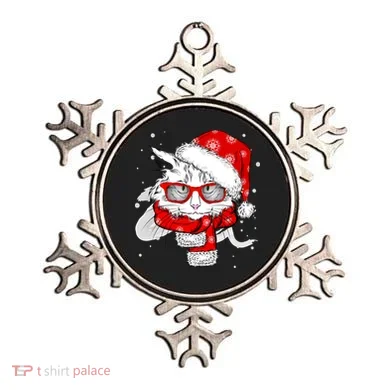 Hipster Christmas Cat Ornament