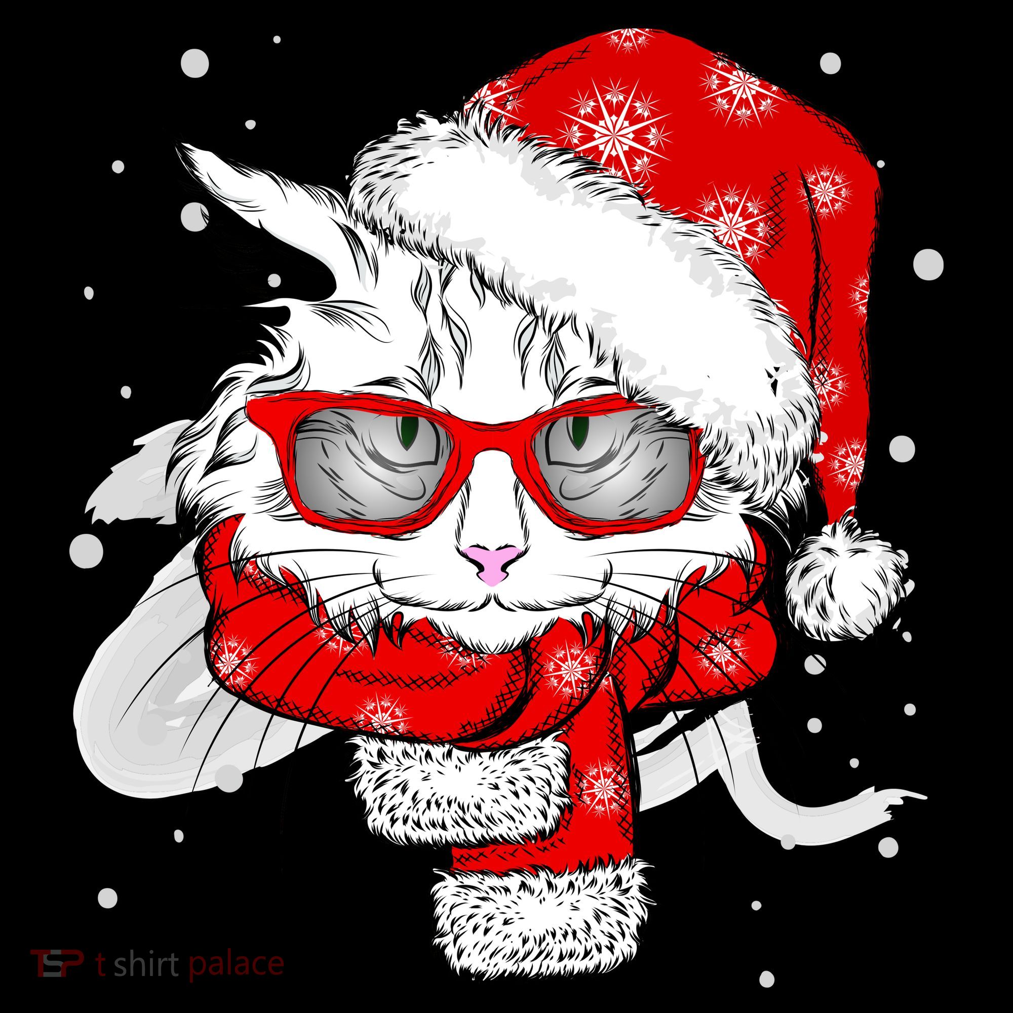 Hipster Christmas Cat Ornament