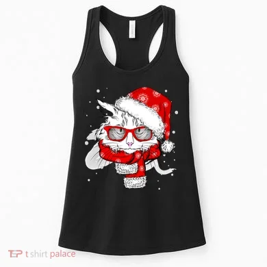 Hipster Christmas Cat Women's Tank Top