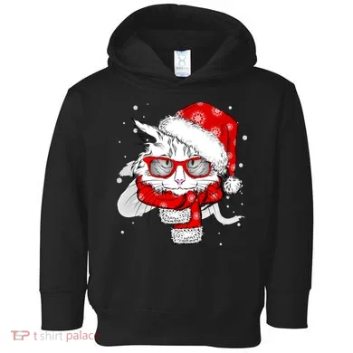 Hipster Christmas Cat Toddler Hoodie