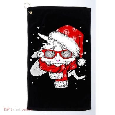 Hipster Christmas Cat Golf Towel