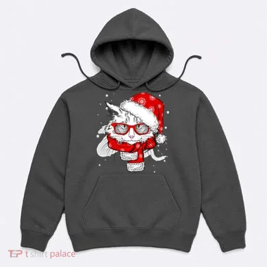 Hipster Christmas Cat Hoodie