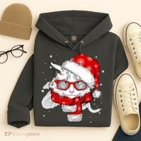 Hipster Christmas Cat Hoodie thumb 4