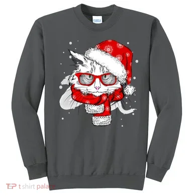 Hipster Christmas Cat Sweatshirt