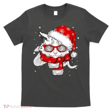 Hipster Christmas Cat T-Shirt