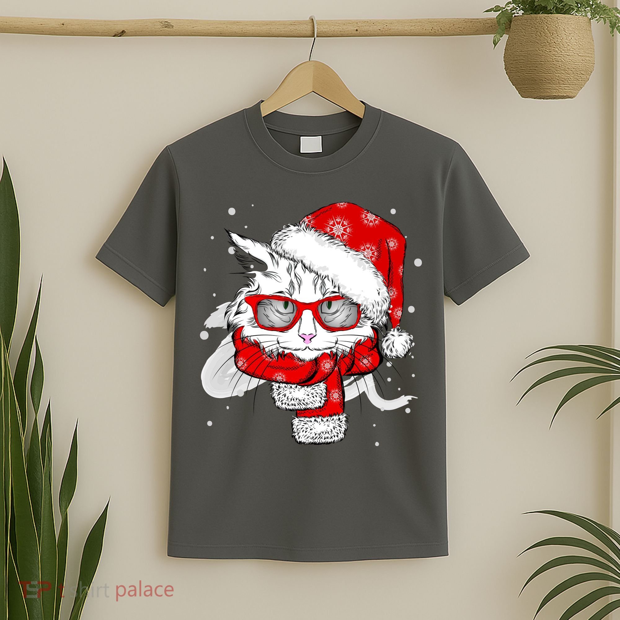 Hipster Christmas Cat T-Shirt