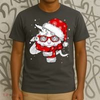 Hipster Christmas Cat T-Shirt thumb 3