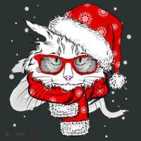 Hipster Christmas Cat Button thumb 1