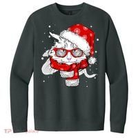 Hipster Christmas Cat V.I.T. Fleece Crew Sweatshirt thumb 0
