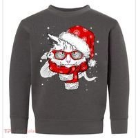 Hipster Christmas Cat Toddler Sweatshirt thumb 0