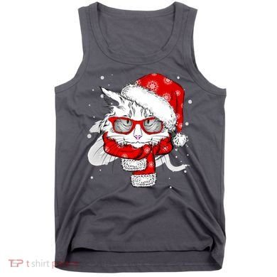 Hipster Christmas Cat Tank Top