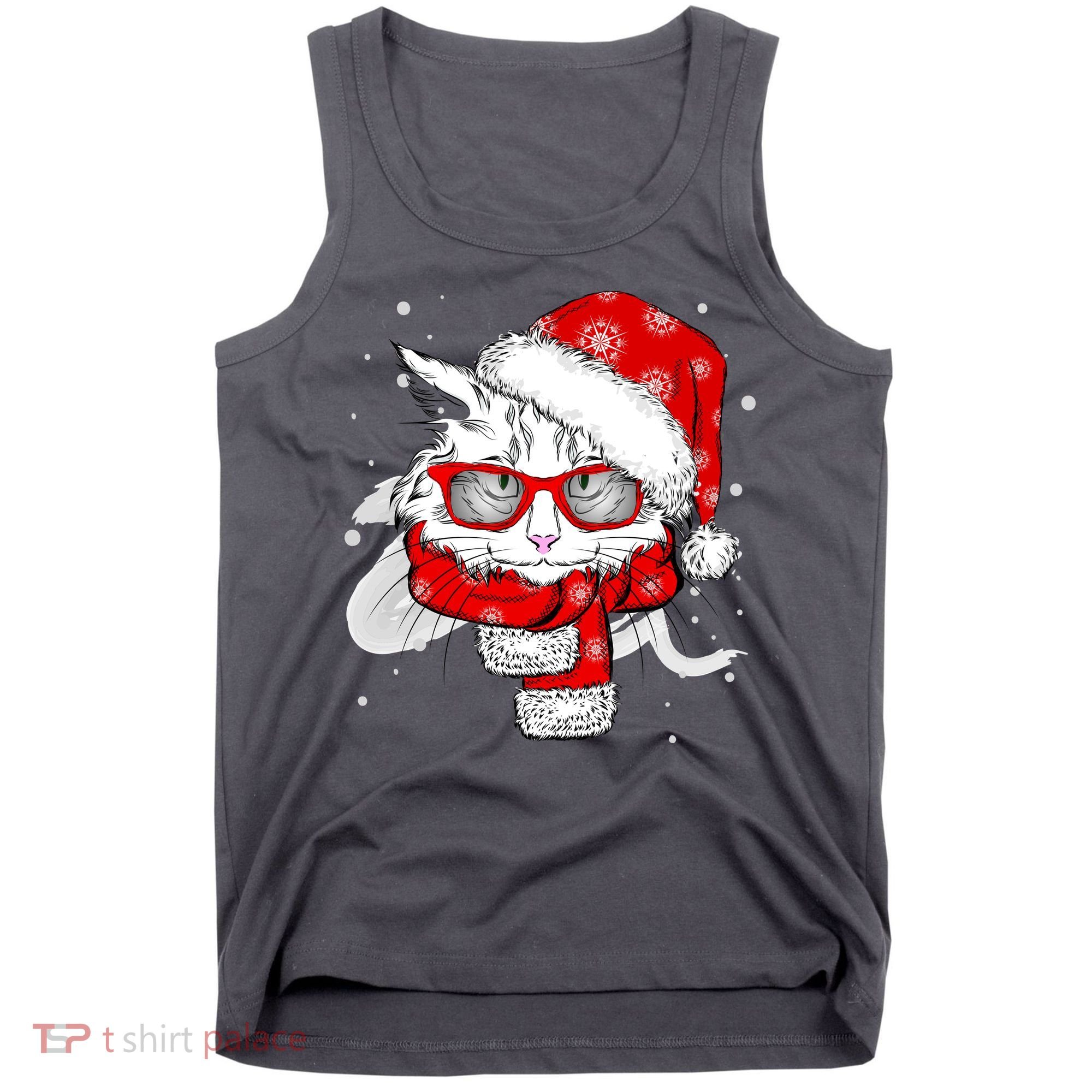 Hipster Christmas Cat Tank Top