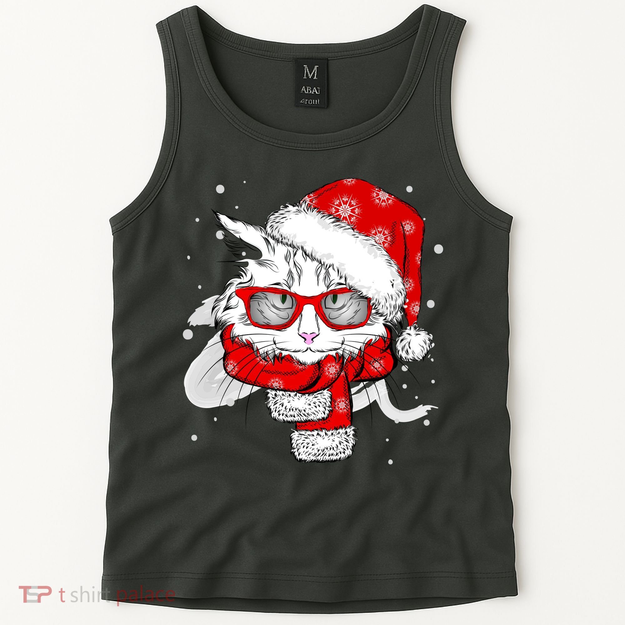 Hipster Christmas Cat Tank Top