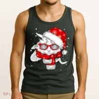 Hipster Christmas Cat Tank Top thumb 3