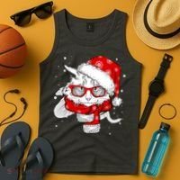 Hipster Christmas Cat Tank Top thumb 4