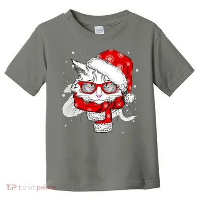 Hipster Christmas Cat Toddler T-Shirt