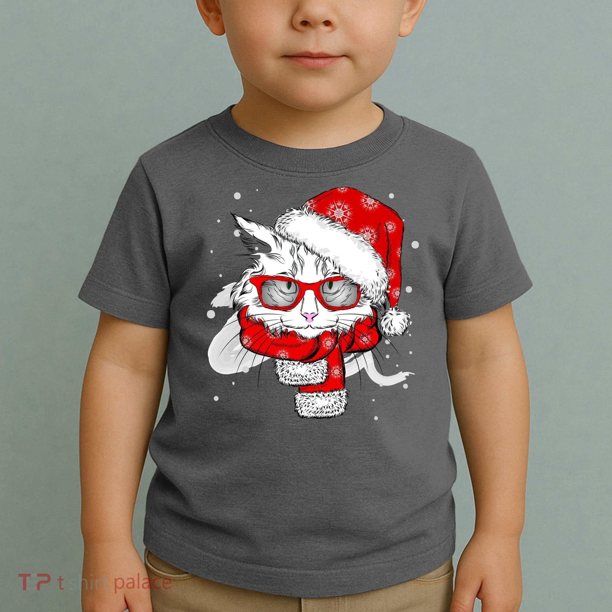 Hipster Christmas Cat Toddler T-Shirt