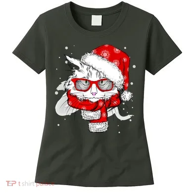 Hipster Christmas Cat Women's T-Shirt