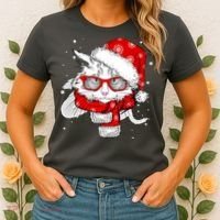 Hipster Christmas Cat Women's T-Shirt thumb 2