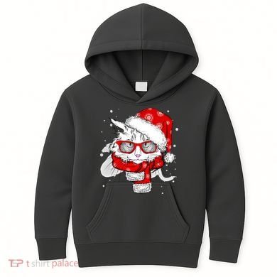 Hipster Christmas Cat Kids Hoodie