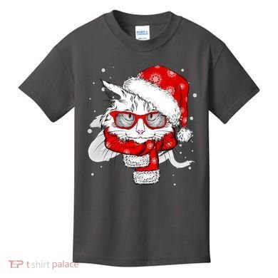 Hipster Christmas Cat Kids T-Shirt