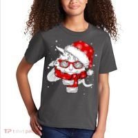 Hipster Christmas Cat Kids T-Shirt thumb 2