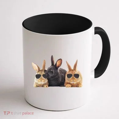 Hipster Cool Rabbit Coffee Mug back