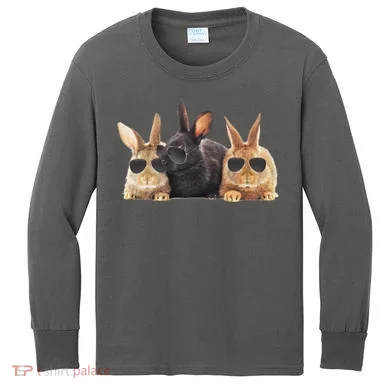 Hipster Cool Rabbit Kids Long Sleeve Shirt