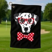 Hipster Dog Dalmatian Golf Towel thumb 1