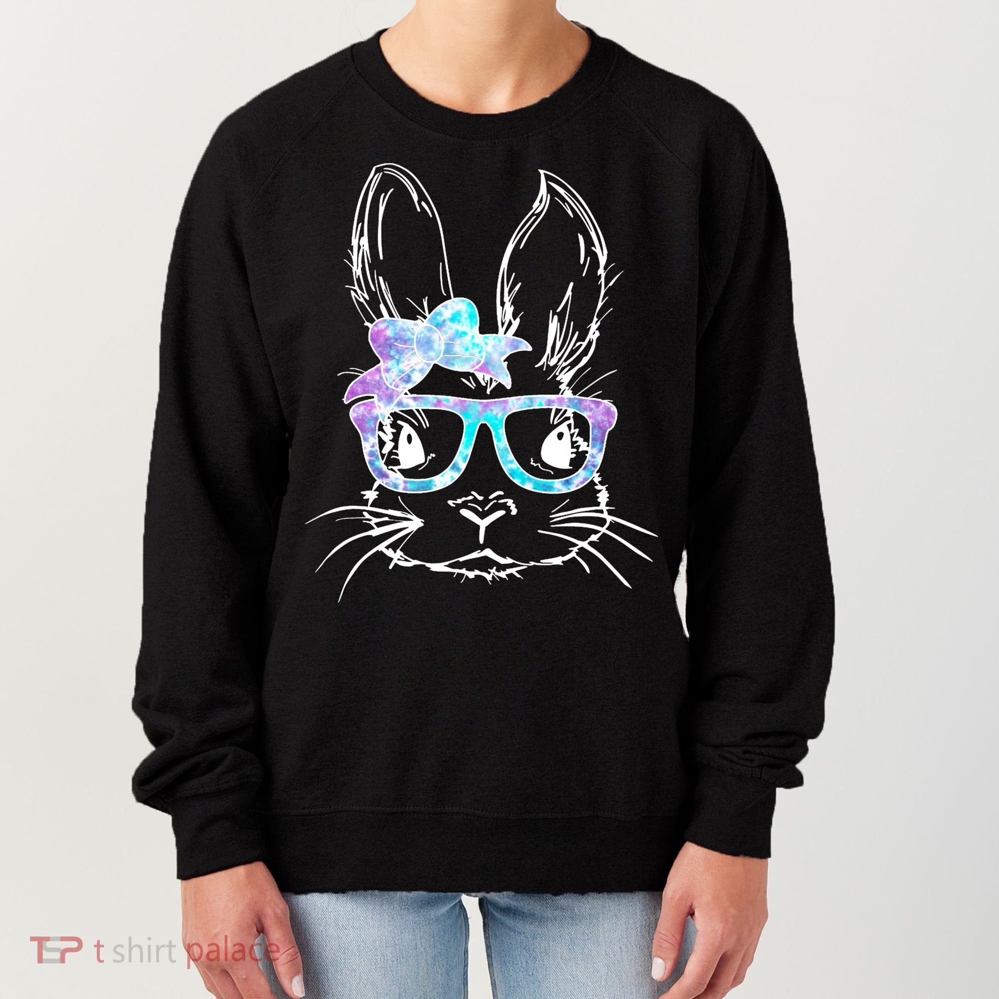 Hipster Easter Bunny Floral Women's Sweatshirt