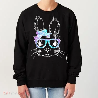 Hipster Easter Bunny Floral Women's Sweatshirt