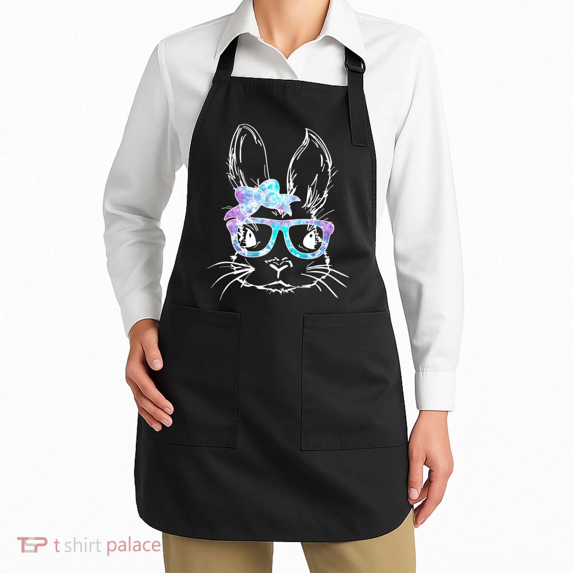 Hipster Easter Bunny Floral Apron