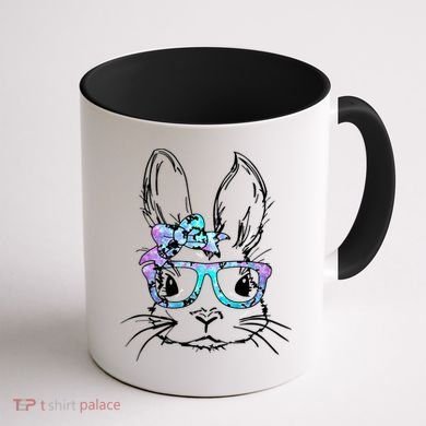 Hipster Easter Bunny Floral Coffee Mug back