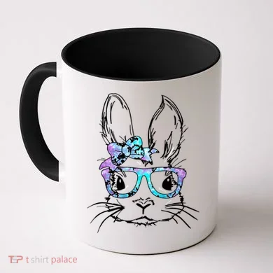 Hipster Easter Bunny Floral Coffee Mug
